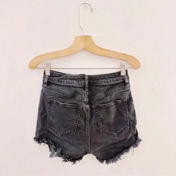 Free People Curvy High Waist Jean Shorts Black Raw Hem - Picture 4 of 10